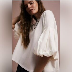 We The Free Puff Sleeve Sweatshirt in Cream size s